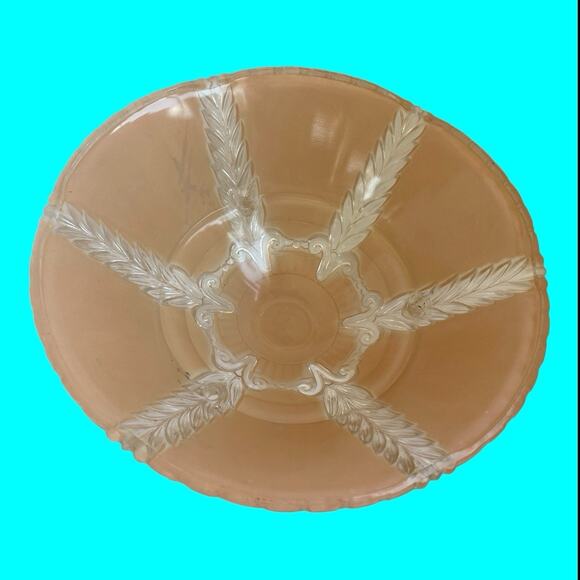 Vintage Pink Peach Ceiling Light Fixture Cover Frosted Ruffled Shade 10-1/4” - Picture 7 of 8